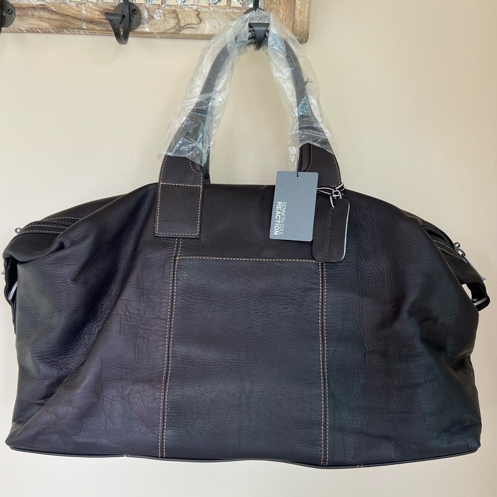 Kenneth Cole Colombian Leather Weekender Duffel - Picture 2 of 5